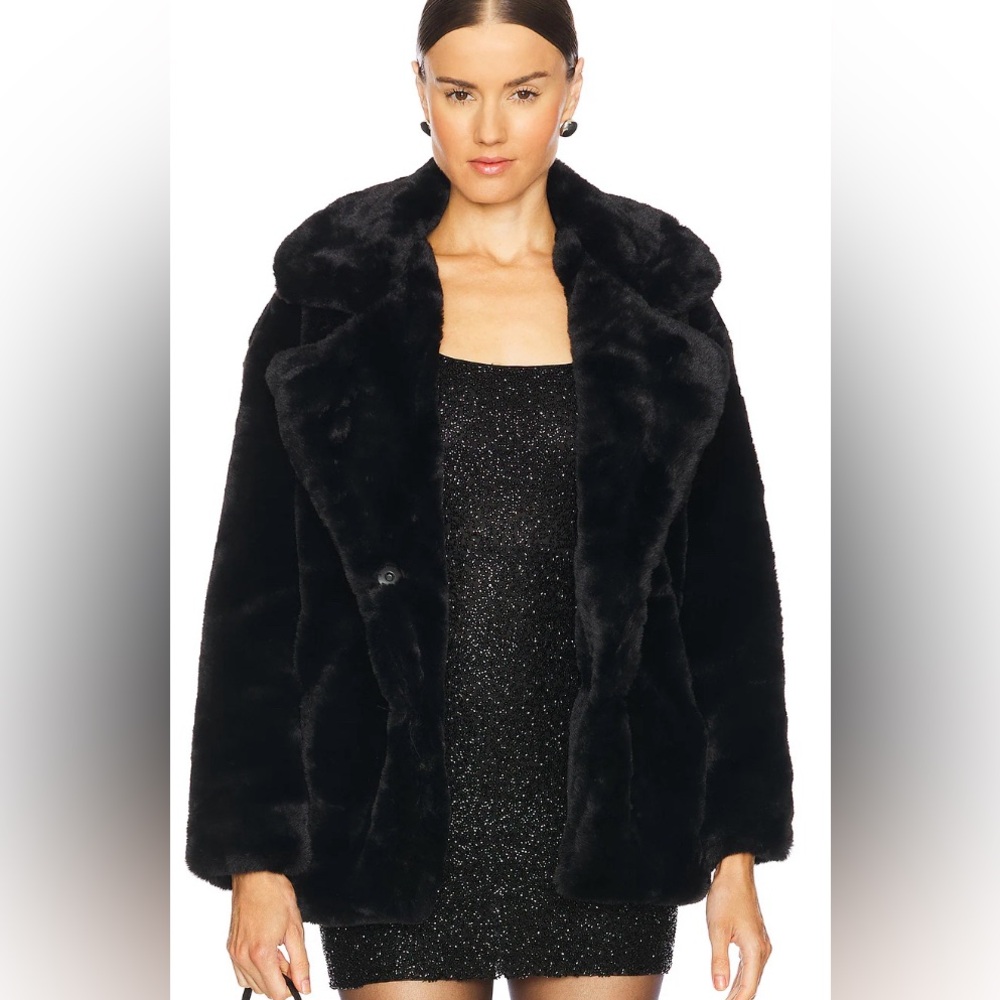 Black fur trench coat